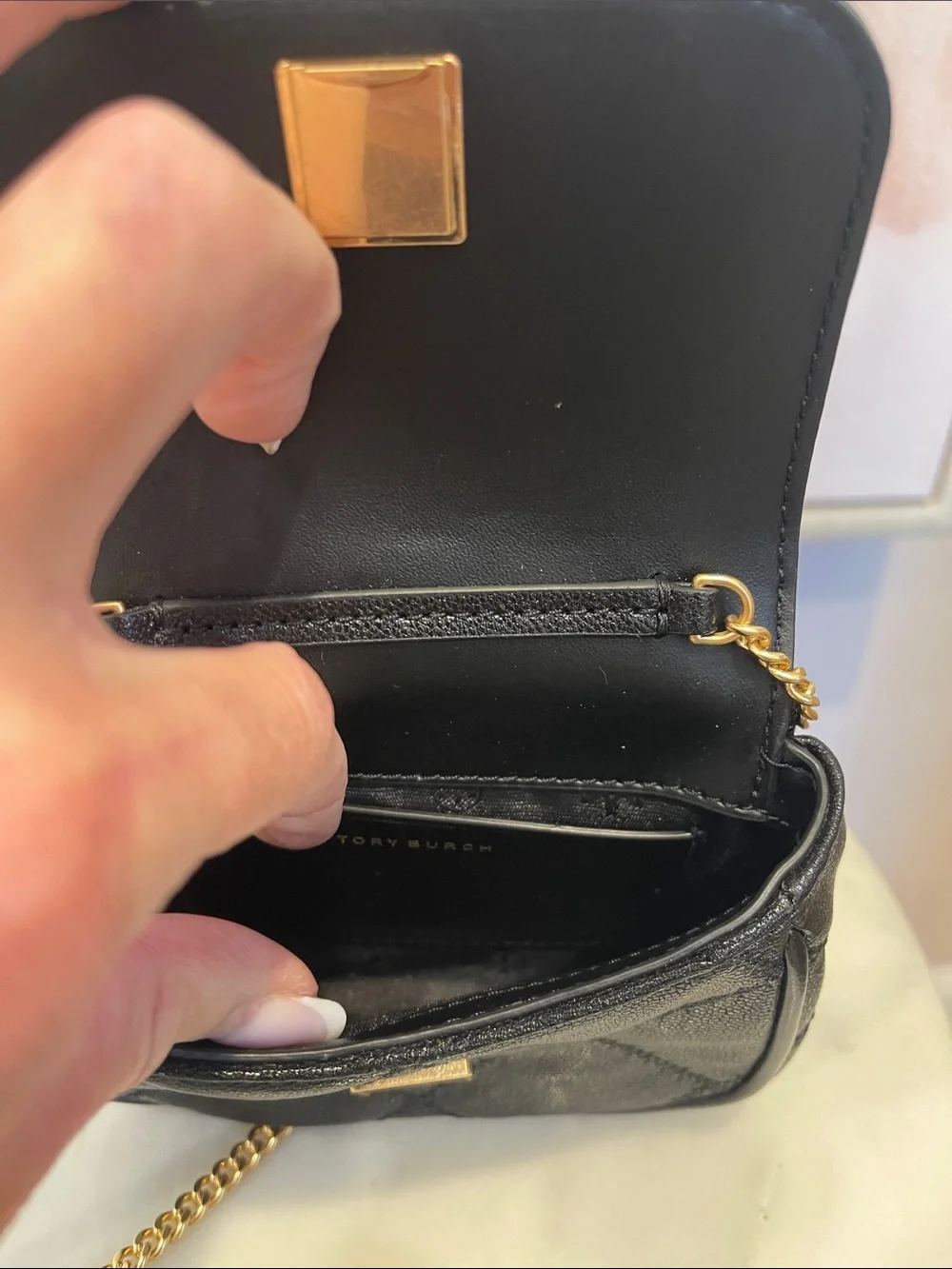 NWT Tory Burch Black Willa Micro Crossbody with Gold Logo